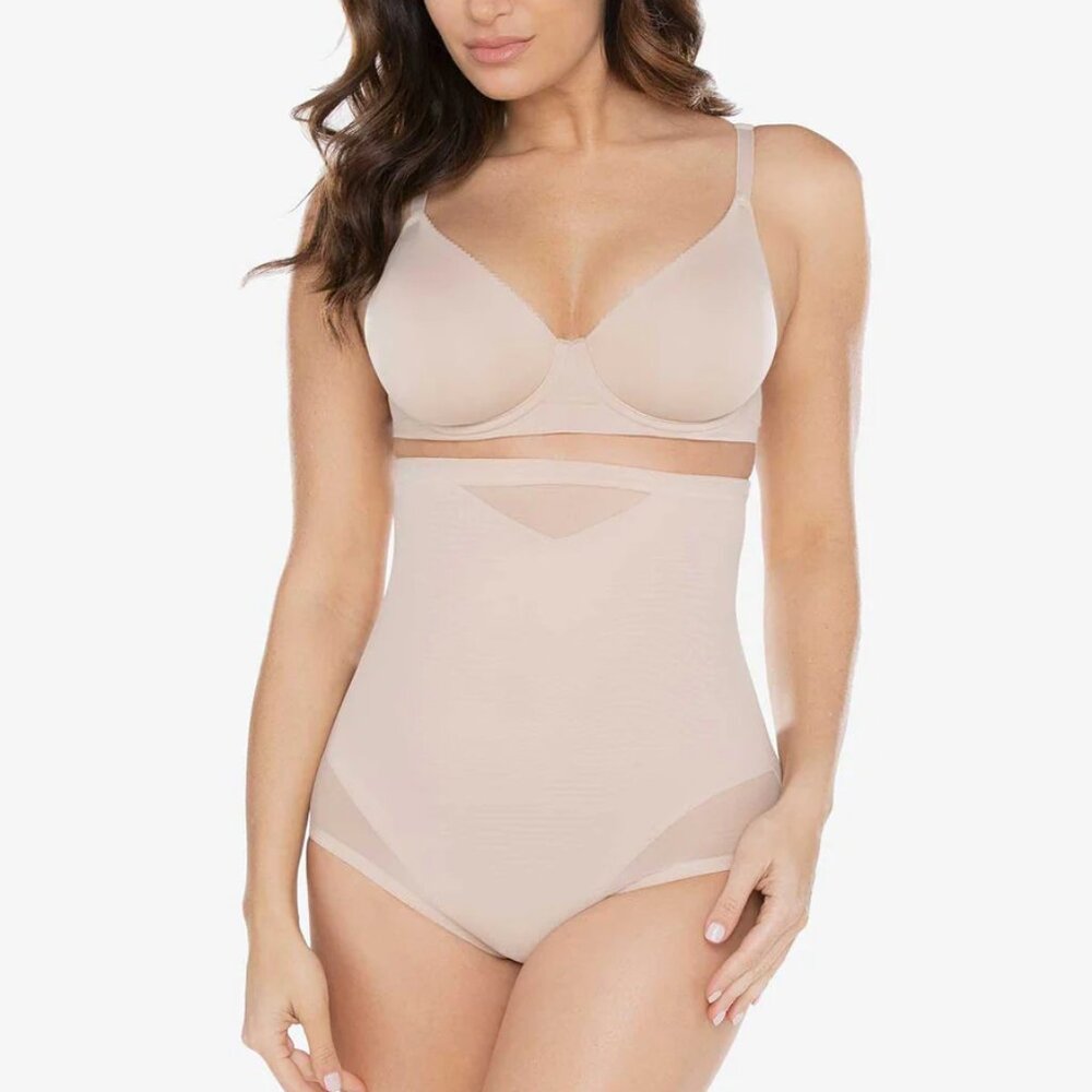 Miracle Suit Sexy Sheer Shaping High-Waist Brief Nude Small